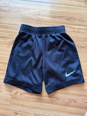 Preloved Boys Nike Black Mesh Kids Shorts with Light Blue Swoosh